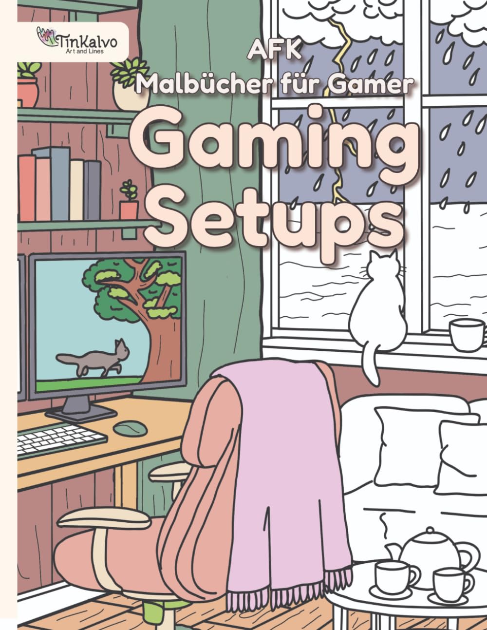 Titelbild von Cozy Gaming Setups Malbücher für Gamer