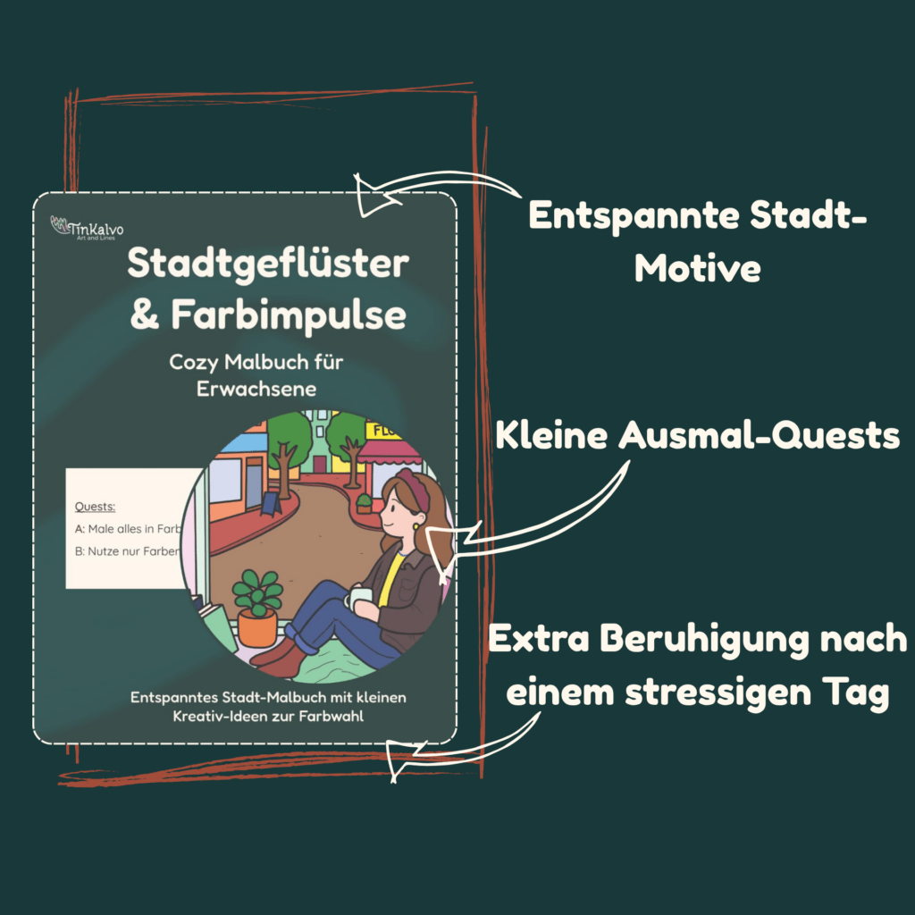 Stadtgeflüster und Farbimpulse: Entspannte Motive, kleine Ausmalquests, für die extra Beruhigung nach einem stressigen Tag