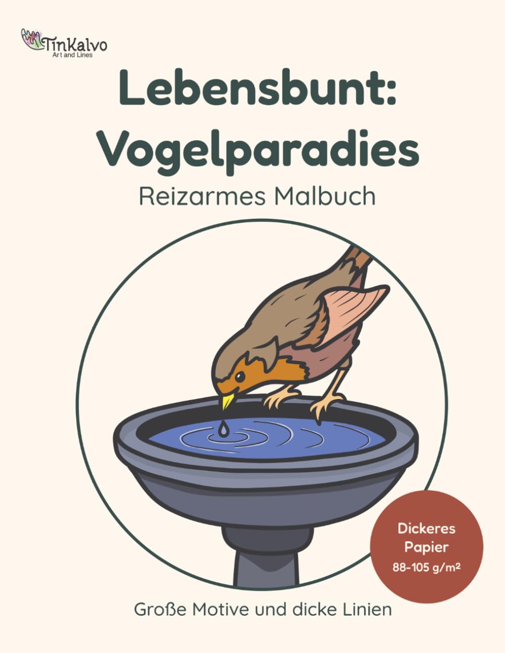 Titelbild Malbuch für Senioren mit Vögeln: Lebensbunt Vogelparadies Malbuch mit stärkerem Papier