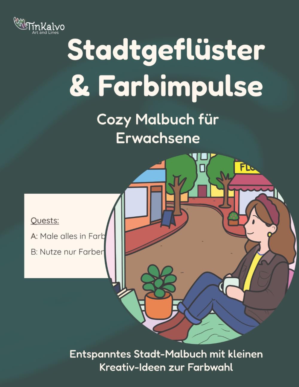 Titelbild Stadtgeflüster und Farbimpulse Cozy Malbuch für Erwachsene