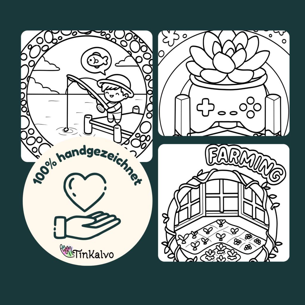 Crops and Farming Malbuch für Gamer mit handgezeichneten Bildern