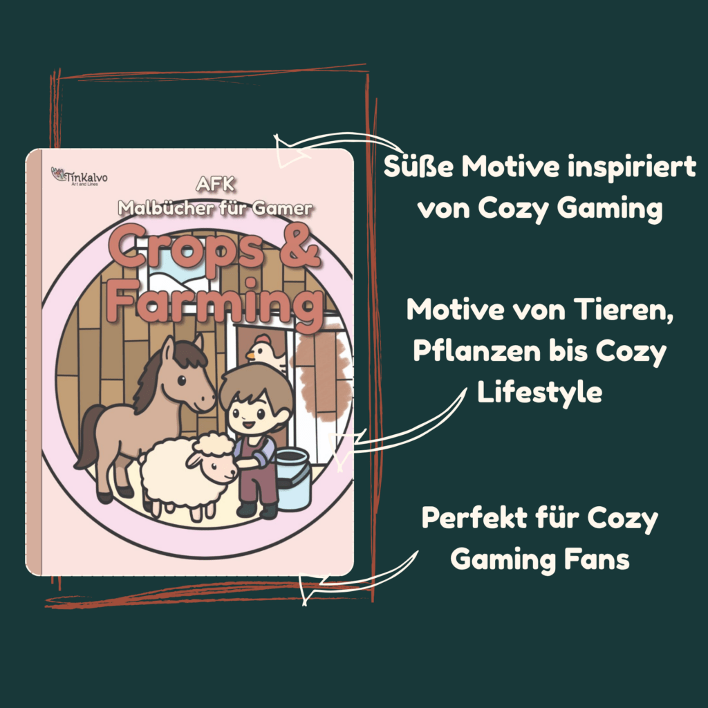 Crops and Farming Malbuch für Gamer mit süßen Motiven
