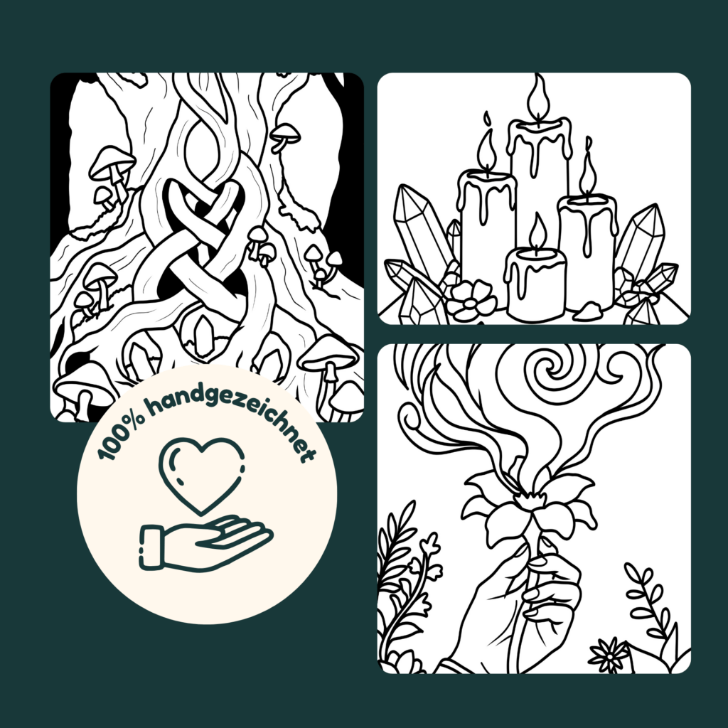 Mystic Forest & Starlight Malbuch 100% handgezeichnet