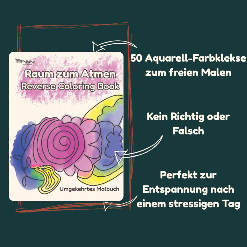 Raum zum Atmen umgekehrtes Malbuch mit 50 Motiven, kein Richtig oder Falsch - perfekt zur Entspannung nach einem stressigen Tag