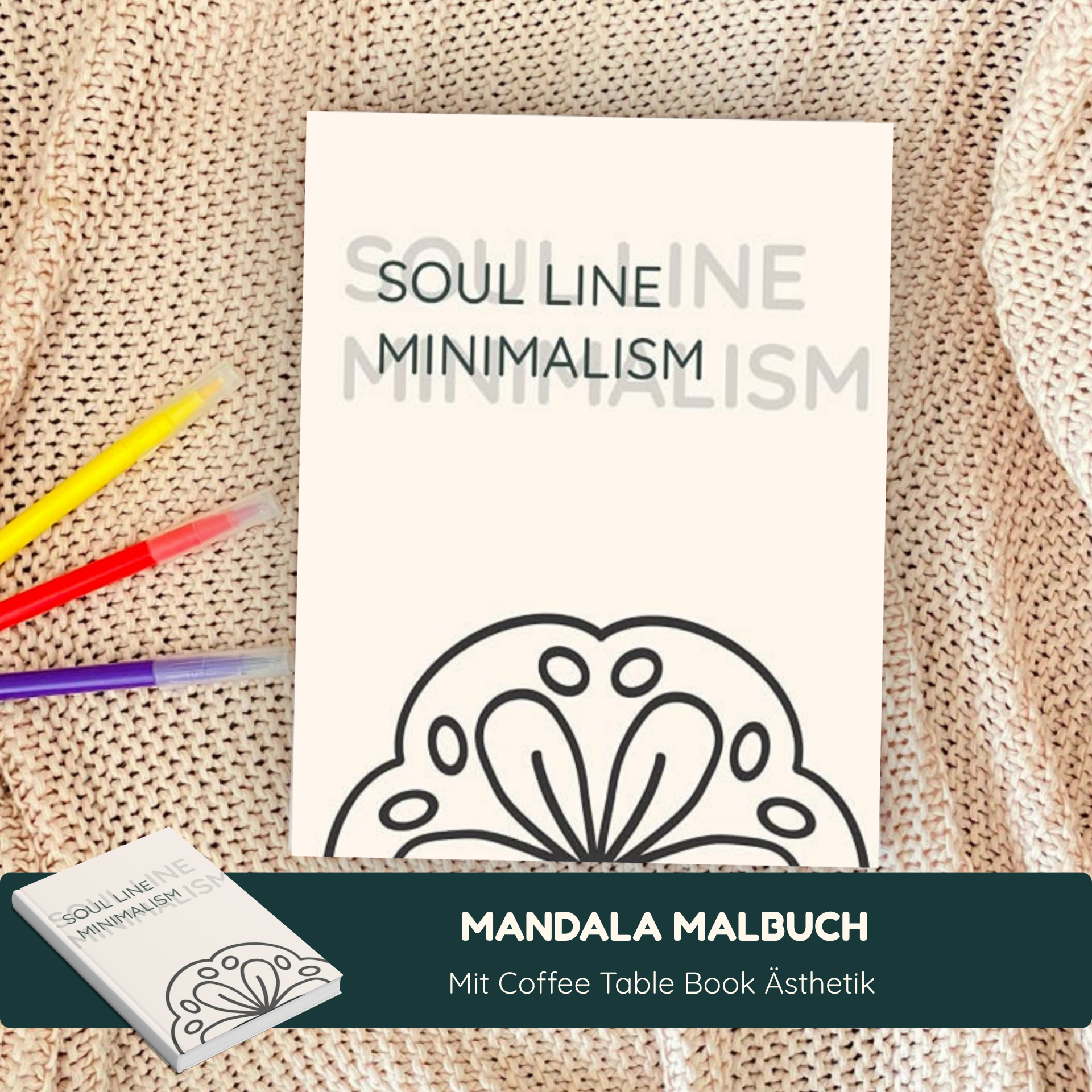 Soul Line Minimalism Mandala Malbuch in Coffee Table Book Ästhetik auf rosa Hintergrund