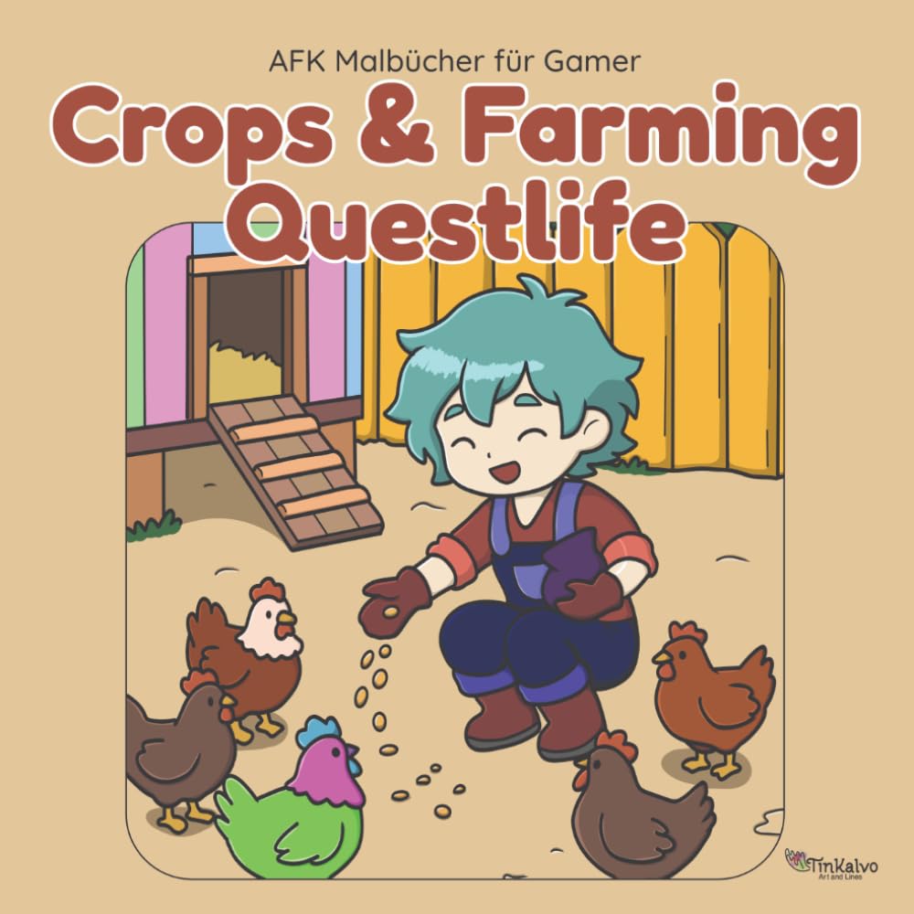 Titelbild Crops & Farming Questlife quadratisches Malbuch für Gamer von Tinkalvo