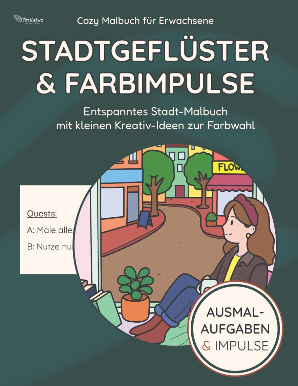 Cover Stadtgeflüster & Farbimpulse Cozy Stadtmalbuch mit Aufgaben